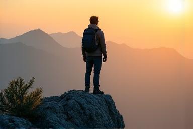 Voyageur solo faisant de la randonnée dans des paysages époustouflants, symbolisant les expériences uniques.